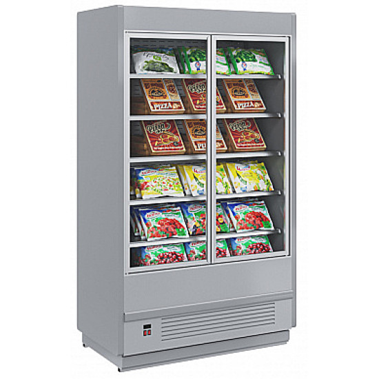Горка морозильная ПОЛЮС Carboma Сube FC20-07 VL 1,0-1 0300 STANDARD (фронт X5L), цвет внутри и снаружи RAL9005 (черный) с ценникодержателями                    
