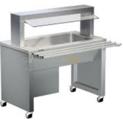 Прилавок с охлаждением B.PRO BLANCO Basic line SK-3, 573 073 + брызгозащита с тенами и подсветкой + направляющая для тарелок + полки + облицовка ДСП                    
